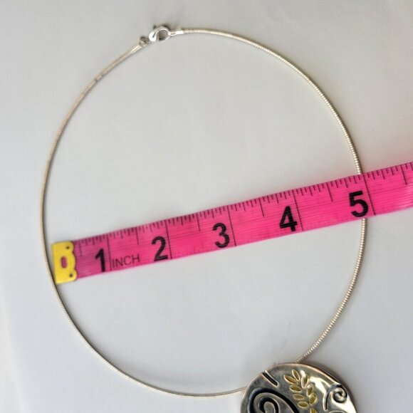 Descending 3 Circle Pendant Necklace with Purple and Yellow Flower Swirls - Picture 7 of 9